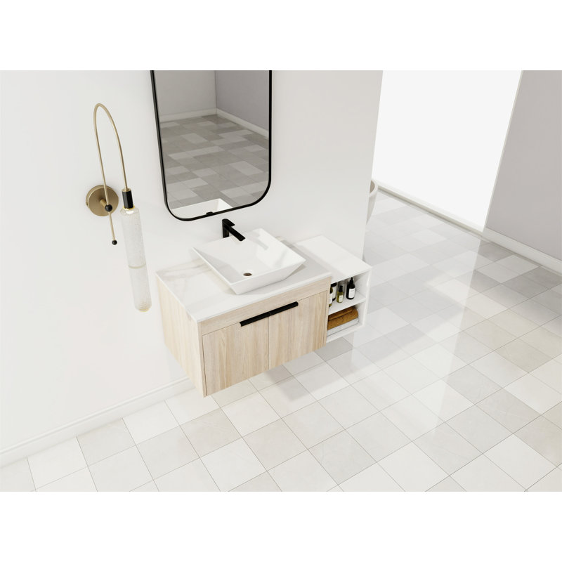 42 " Modern Design Float Bathroom Vanity With Ceramic Art Sink
