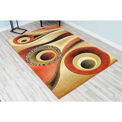 Tapis orange / beige / vert Walter
