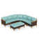 Argyri Wicker Outdoor Patio Conversation Furniture Sectional Set with Fire Pit Table