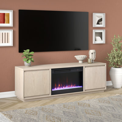 Nieshia Rectangular TV Stand with 26" Crystal Fireplace for TV