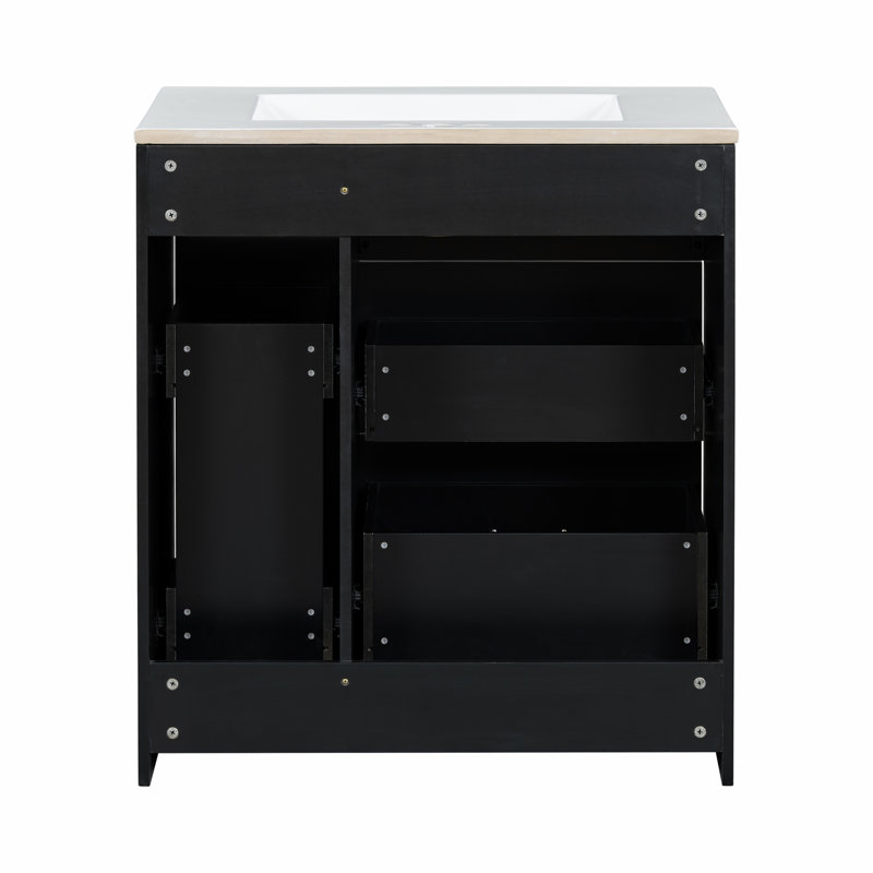 Meuble-lavabo 30 po avec trois tiroirs, Noir