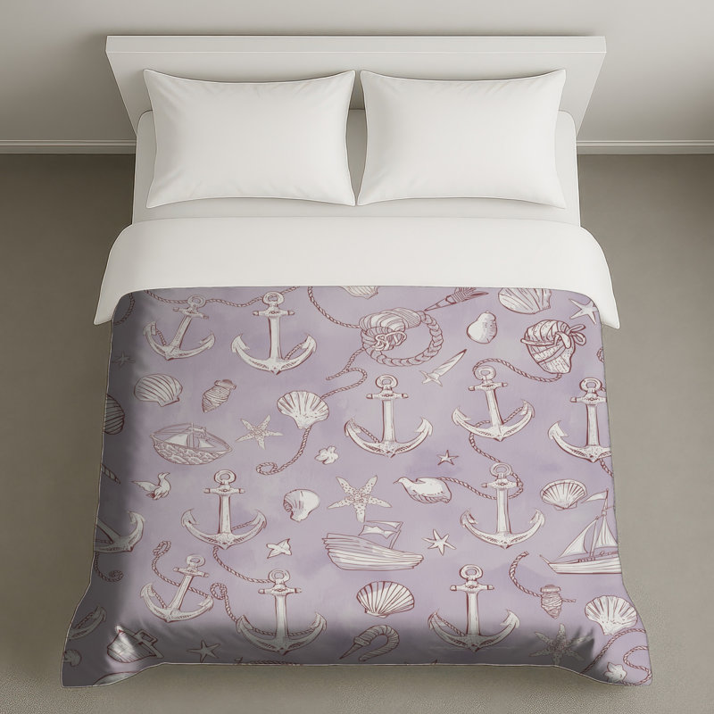 Housses de couette Nautical Anchor Seashells, Lit simple