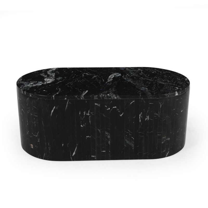 Marble Coffee Table, Black, 18" H x 48" L x 24" W