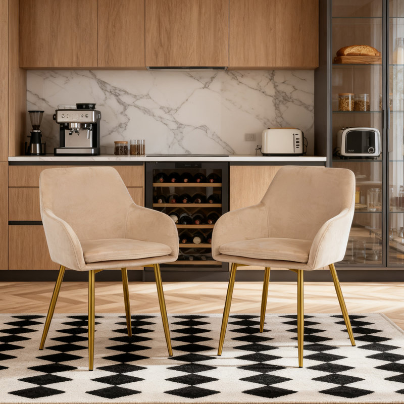 Ensemble de 2 chaises de salle à manger rembourrées en velours Euyit