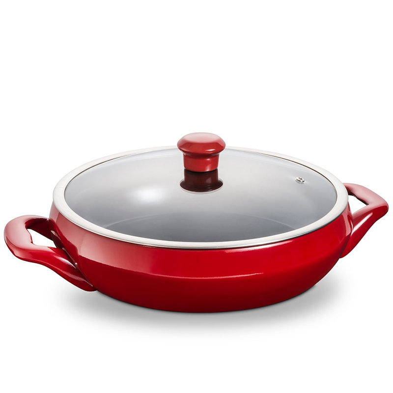 Ceraflame 3,5 pte Braisière ronde antiadhésive en céramique avec couvercle, Rouge