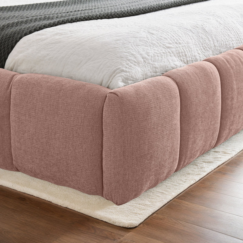 Upholstered Bed Frame, Queen, Pink