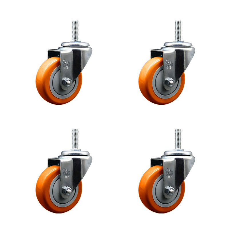 3,5 pouces_Moteur pivotant sur roulettes 3/4 po, Orange