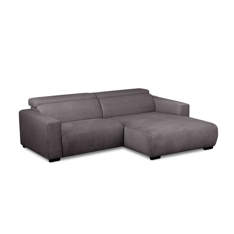 Almontiser Cozzy Reclining Corner Sofa in Curdouy Velvet Fabric, Charcoal Brown, Right Hand Facing
