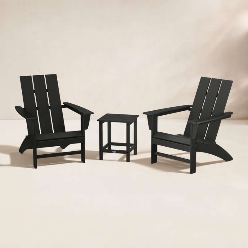 Modern Adirondack 3 Piece Seating Group, Black