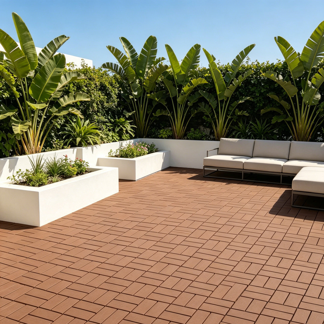 30cm x 30cm Interlocking Deck Tiles Outdoor Plastic Flooring for Balcony, Porch, and Garage