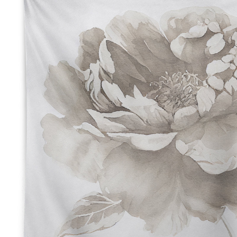 Tapisserie fleurie en polyester dans des tons de gris III avec punaises, H 50 po x l 60 po