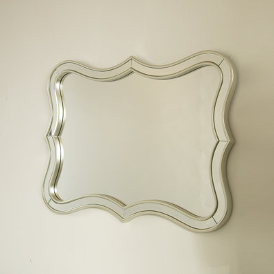 24'' Fleuron Mirror, Wave-shape Pu Material Light Luxury Style Art Decorative Mirror, Reating Atmosphere In Home Space, Suitable For Bathroom, Bedroom