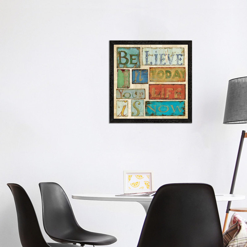 Believe & Hope by Daphne Brissonnet - Print on Canvas, 93.98 cm H x 93.98 cm W, Black Framed