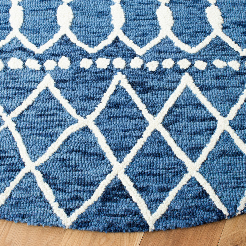 Diggs Hand Tufted Wool Geometric Rug, Round 6'