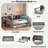 Wood Platform Bed With Storage Shelves, Trundle, Charging Station, Led, Desk And Upholstered Headboard-1210000733