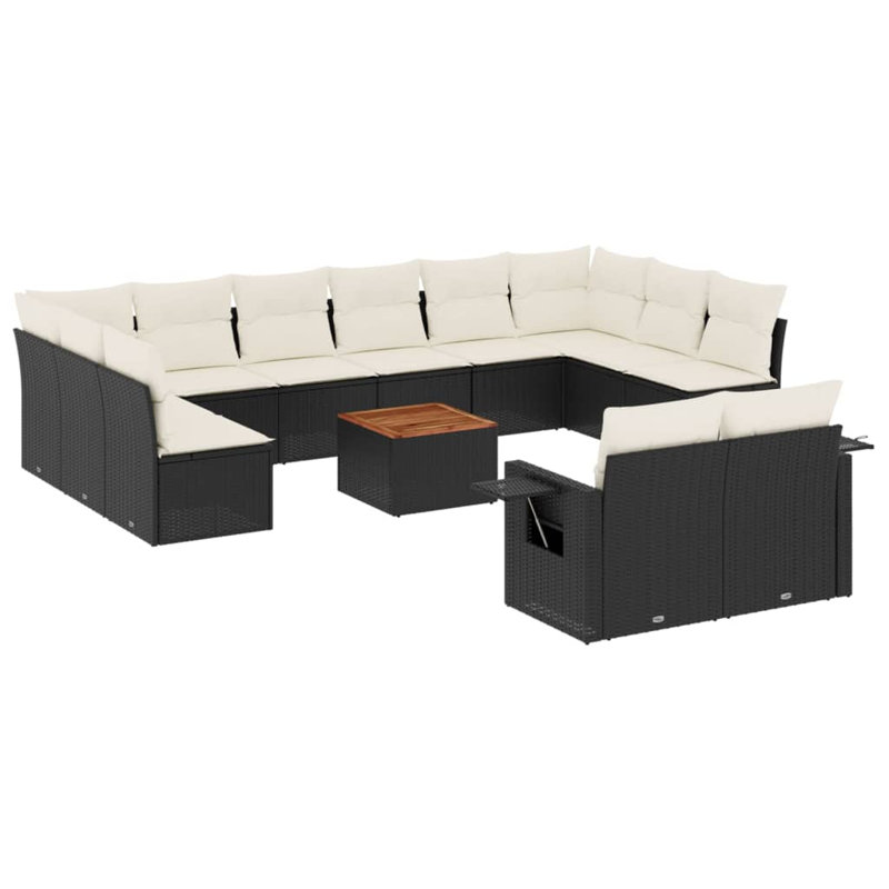 Ensemble de canapé de jardin Vidaxl noir, blanc crème