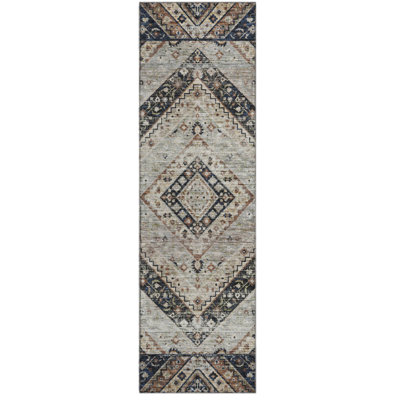 Premium Machine Washable Mayfield AMF2195 geometric Rug, 2'3" x 7'6" Runner, Black