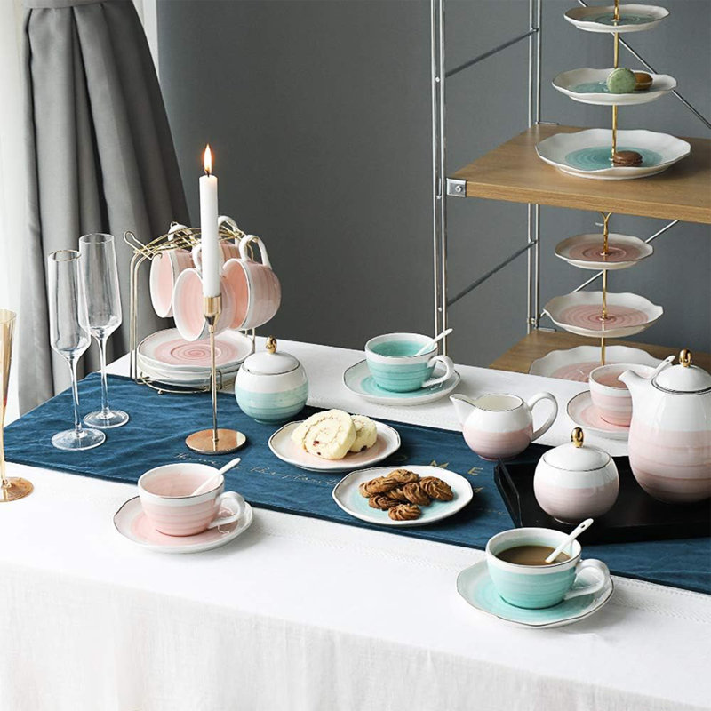 Mercer41 Joquan 38oz. Ombre Teapot Set, Pink