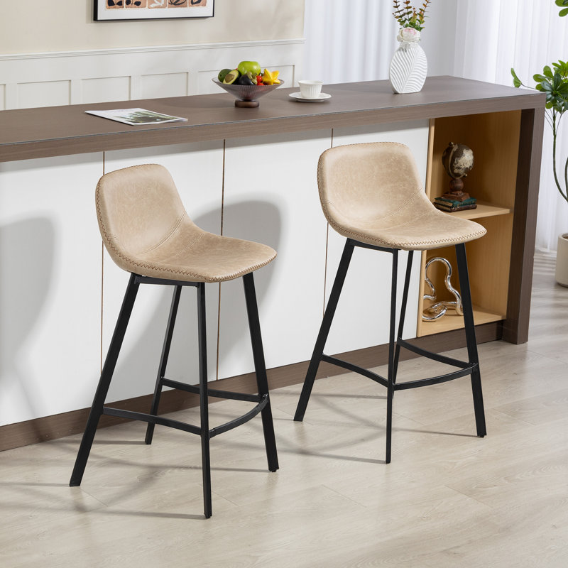 Sidibe Upholstered Counter Stool, Light Brown