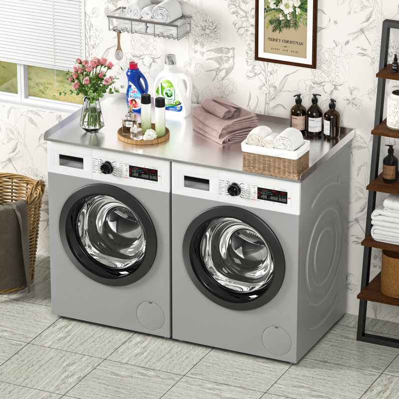 Washer Dryer Countertop Stainless Steel Topper with Edge for Laundry Room Storage and Organization