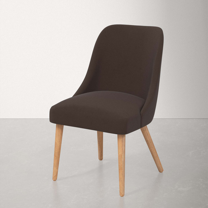 Chaise en bois massif Lozelle, Bois naturel, Velours chocolat classique