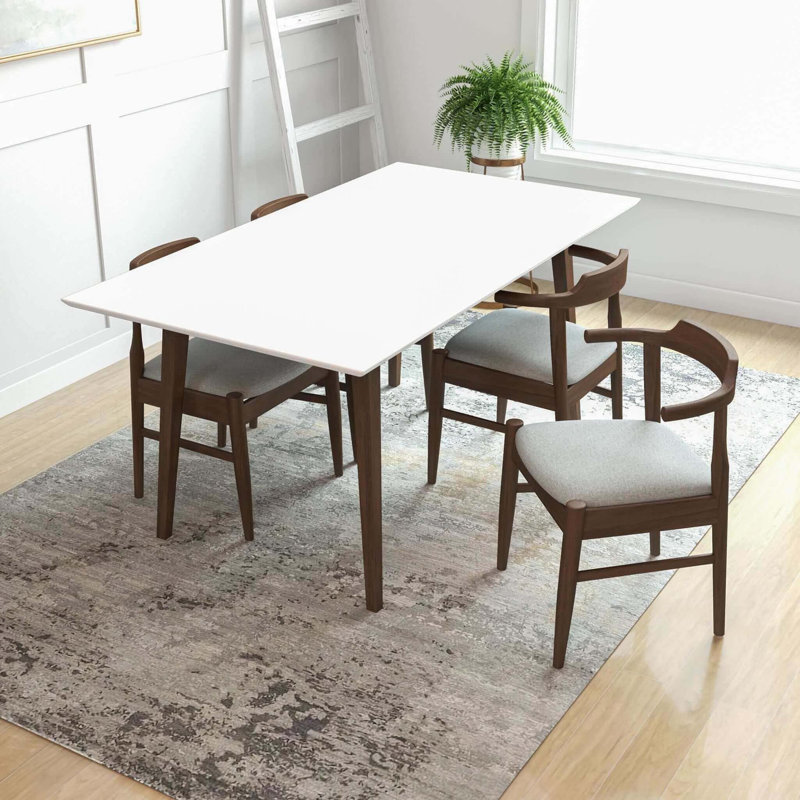 Aaban Solid Wood Dining Table, White, 29.5" H x 63" L x 35.5" W