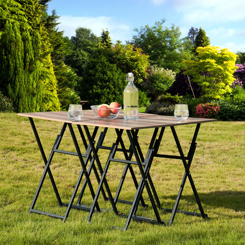 Tables pliantes sans assemblage, brun rustique pour plateaux de salon étroits avec de petits espaces de support