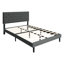 Lit plateforme tapissier simple gris foncé, tête de lit moderne en lin, aucun sommier nécessaire, support à lattes en bois, assemblage sans effort, structure de lit avec poids maximal de 300 lb et tissu-738985466-738985465