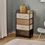 Commode en verre brun avec rangement, 9 x 4,5 x 15,3 po, acier, tiroirs, lin brun