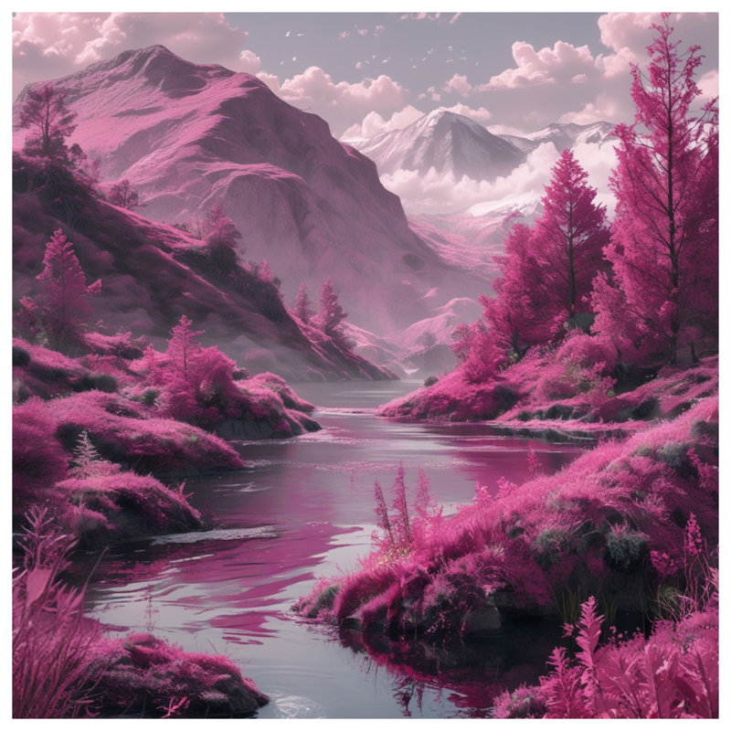Housses de couette Pink Mountain Landscape, Grand lit