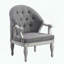 Chaise capitonnée classique avec tissu gris et finition blanc antique