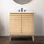 Armoire de meuble-lavabo à 2 tablettes en bois mince à lattes minces l 30 po x P 18 po x H Calandre (lavabo non inclus), chêne-93805377