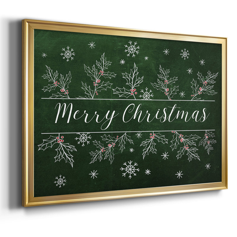 Merry Christmas Holly, reproduction d'art sur toile, Or, H 26 po x l 38 po x P 1,5 po