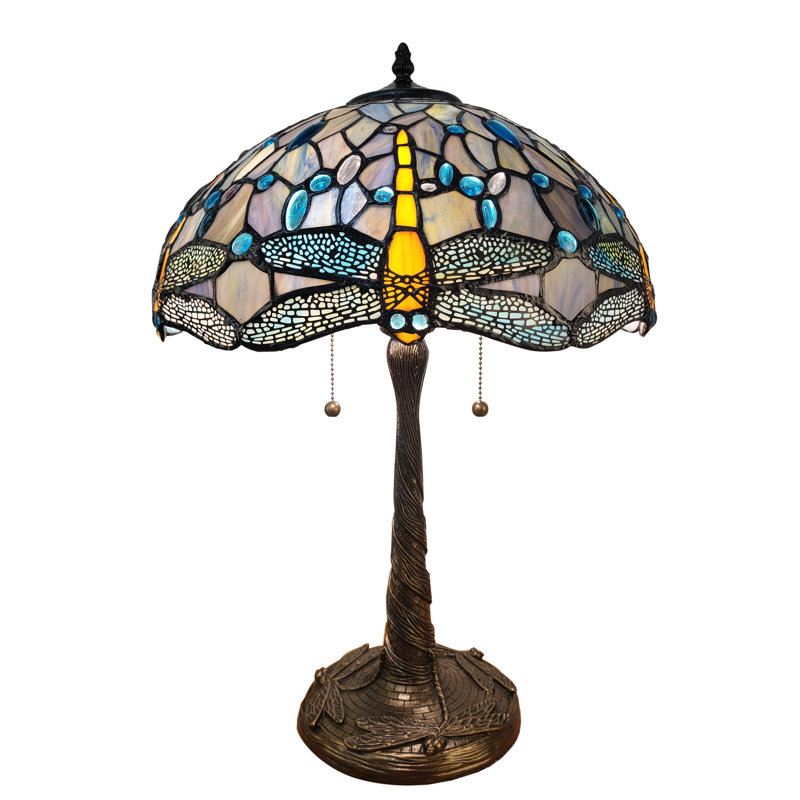 Tiffany Style Dragonfly Table Lamp, Green;Orange