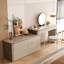 Coiffeuse à maquillage extensible facile à installer avec commode 6 tiroirs, coiffeuse réglable et réversible de 51 à 91 po avec placage noyer et gris kaki-175060026