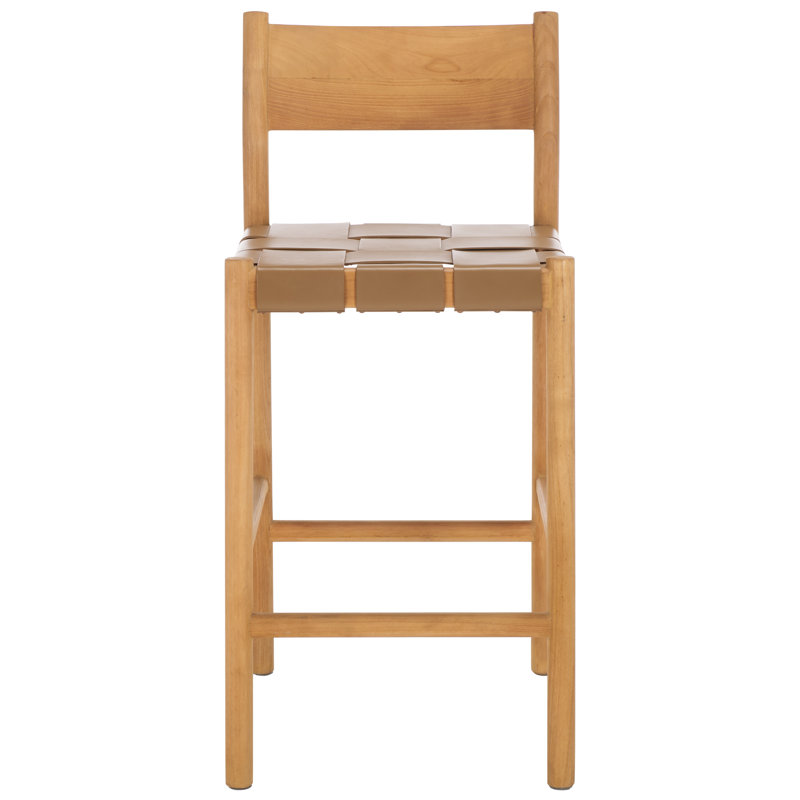 Devnie Woven Leather Counter Stool, Brown