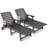 Outdoor HDPE Reclining Lounge Chaise With Wheels & Cup Holder-813858199