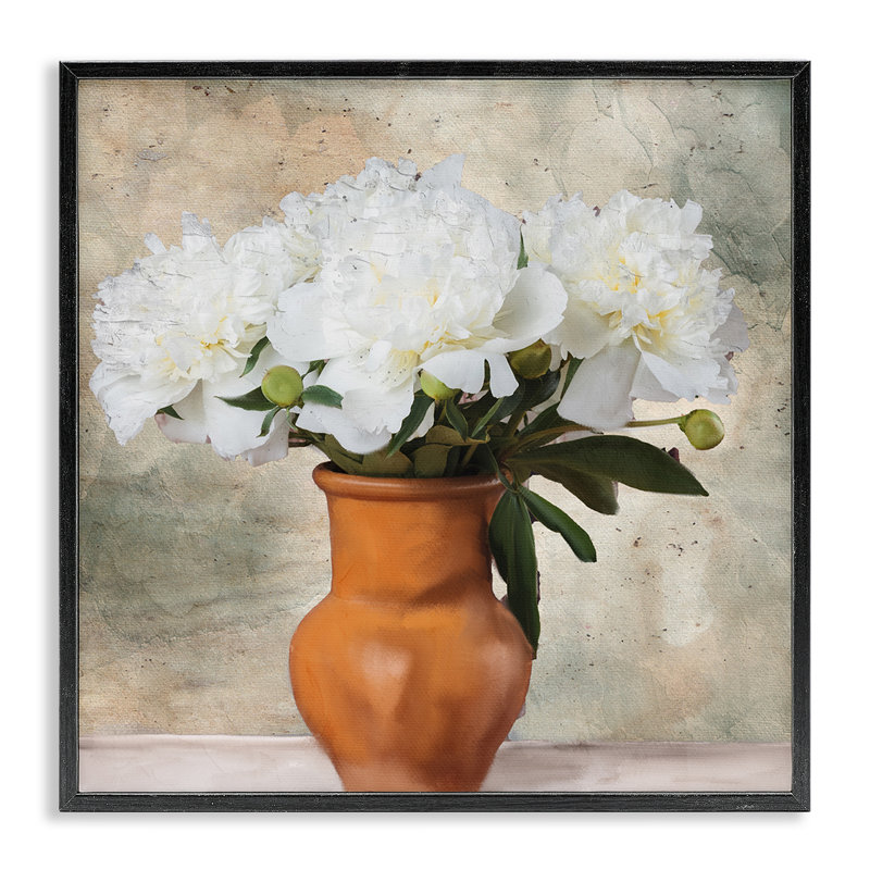 Vase en terre cuite rustique, estampe numérique par Kim Allen, H 12 po x l 12 po, Giclée encadrée noir minuit