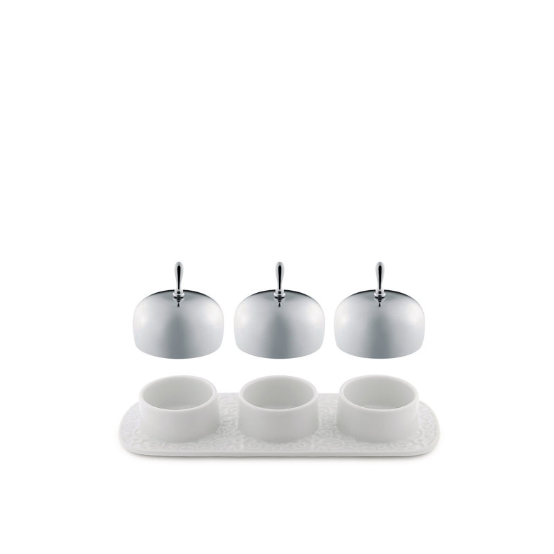 Elegant White Porcelain and Stainless Steel Jam Tray