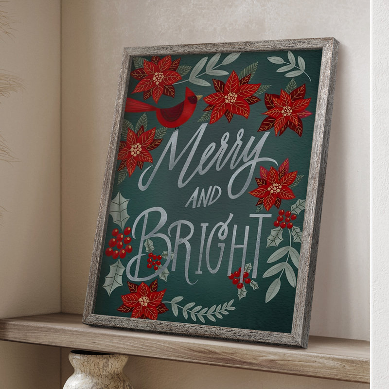 «Red Flowers Christmas I», reproduction encadrée - bois massif, H 30 po x l 24 po