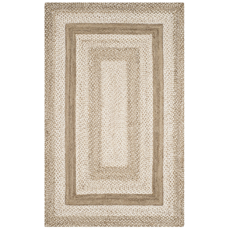 Tapis de couleur unie en fibres de naturelles de jute et de coton tissées à la main avec envers en latex Vincent