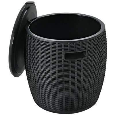 9.5 Gallon 4-in-1 Patio Rattan Cool Bar Cocktail Table Side Table