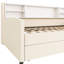 Lit simple rembourré en velours beige avec rangement supplémentaire et roulettes -, revêtement de tiroir pratique, tête de lit confortable, spacieux pour la literie d'articles personnels,-570698294