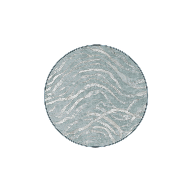 Machine Washable Blue Area Rug, Round 5'