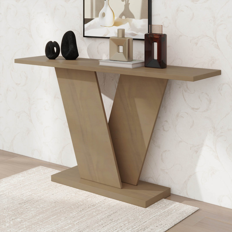 Longue console, canapé moderne en bois derrière le canapé, Brun