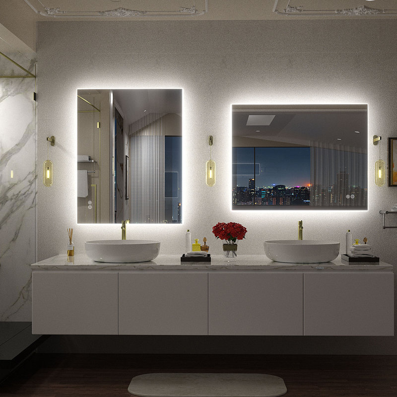 Wayfair Basics® UL Certified LED Anti-Fog Tempered Glass Bathroom/Vanity Mirror, 36" x 28"