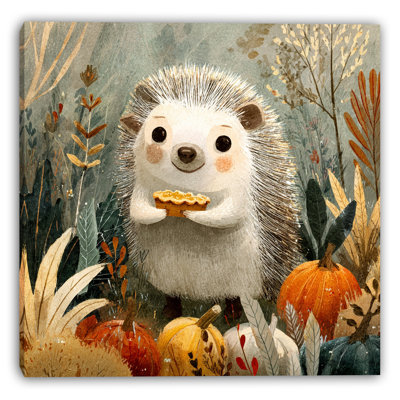 Art automnal sur toile tendue hérisson d'automne