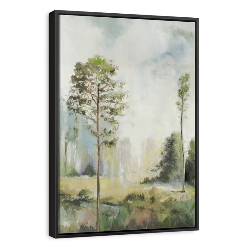 Hauts arbres verts I, Cadre flottant noir, 27 po x 40 po