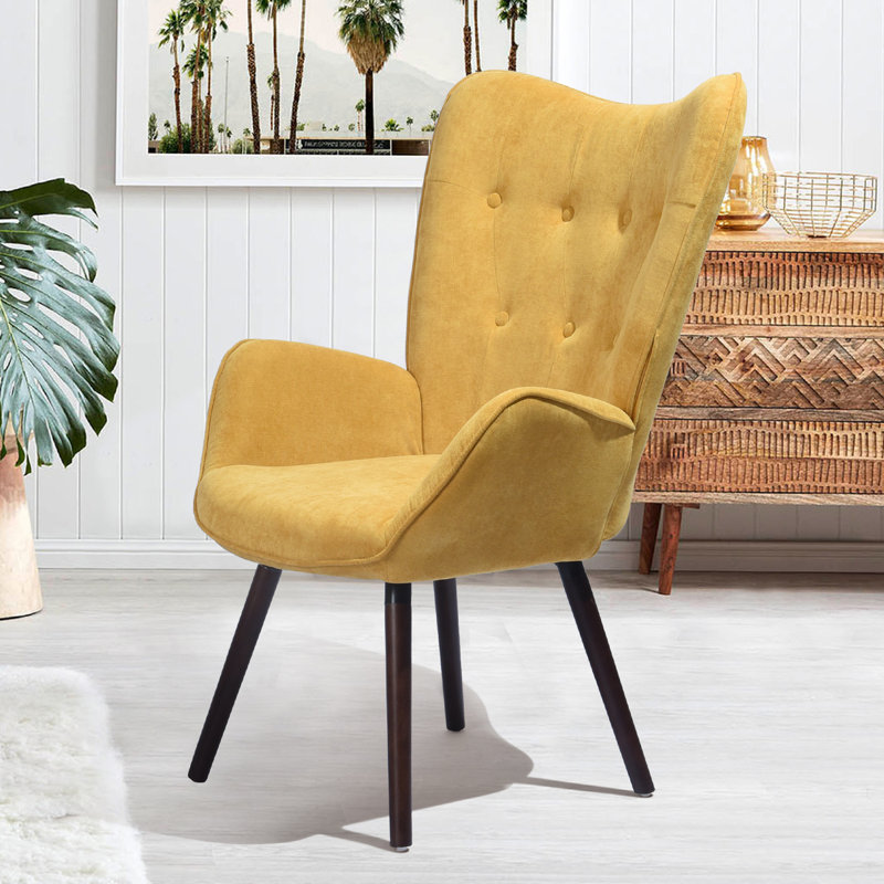 Garmon Velvet Armchair, Yellow