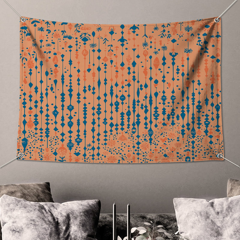 Tapisserie murale abstraite - art mural, H 50 po x l 60 po avec 4 œillets